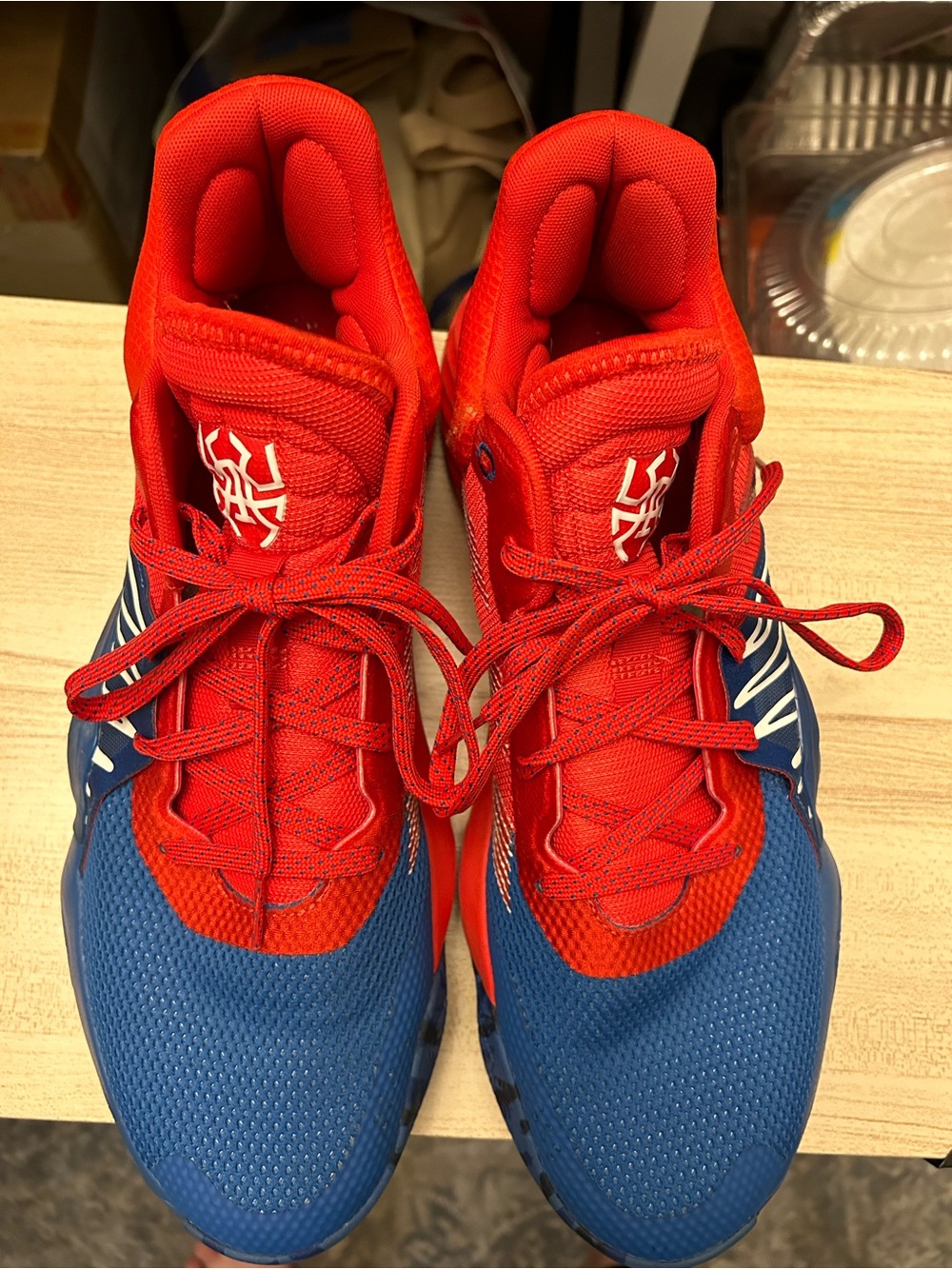 Marvel Men's Red and Blue Athletic Basketball Shoes - Picture 2 of 5